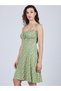 Green Floral Strappy Mini Dress
