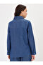 Navy Blue Half Zip Up Denim Top - 3