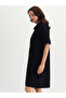 Black Denim Knee Length Shirt Dress