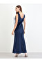 Blue Velvet Look Sleeveless Maxi Dress - 5