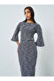 Tweed Bell Sleeve Belted Midi Dress - 3