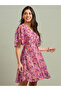 Floral Print V-Neck Flared Sleeves Mini Dress - 2