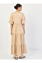 Beige Cotton Puff Sleeve Tiered Maxi Dress - 3