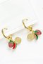 Steel Women's Earrings with Watermelon and Strawberry Charms - 2