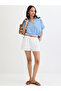 Blue Denim V-Neck Short Sleeve Top - 5