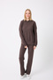 Women's Corded Fabric Knitted Fabric Bat Sleeve Hooded Flared O Oversized Comfortable Fit Bottom Top Set - 2