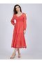Coral Dobby Tiered Midi Dress