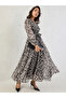 Black Abstract Print Wrap Maxi Dress - 2