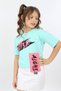 Girl's Printed Asymmetrical T-Shirt with Crew Neck and Short Sleeves - 2