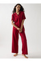 Red Cotton Short Sleeve Knit T-Shirt - 6