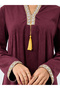 Velvet Look Jalabiya with Lace Trim - 4