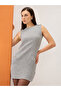 Grey Tweed Checkered Round Neck Mini Dress