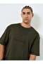 Men Olive Graphic Embossed Oversized T-Shirt