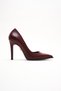 Burgundy Faux Leather Stiletto Heeled Shoes Pointed Toe Classic Evening Women's Shoes Tokyova - 2