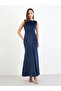 Blue Velvet Look Sleeveless Maxi Dress - 3