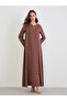 Brown Maxi Jalabiya with Gold Foil Print - 2
