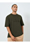 Men Olive Graphic Embossed Oversized T-Shirt - 3