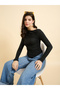 Black Solid Long Sleeves Knit Top - 6