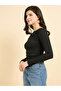 Black Solid Long Sleeves Knit Top - 2