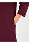 Wine A-Line Midi Dress with 3/4 Sleeves - 5