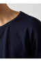 Navy Blue Cotton Short Sleeve Knit T-Shirt - 5