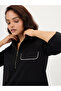 Black Zip-Neck Top with Contrast Piping - 4