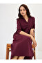 Wine A-Line Midi Dress with 3/4 Sleeves - 7