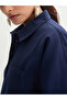 Navy Blue Cotton Linen Button Detail Tunic - 4