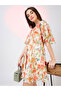 Pink Flared Sleeves Floral Print Mini Dress - 5