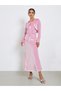 Pink Velvet Look Midi Dress with Bolero - 2