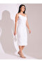 White Cowl Neck Side Slits Lace Bodycon Midi Dress - 2