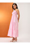 Pink Checkered Square Neck Strappy Maxi Dress - 2