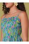 Floral Print Strappy Gathered Midi Fusion Dress - 4
