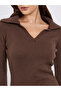 Brown Knit Sweater Knee-Length Dress - 3