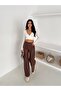 High Waist Wide Leg Faux Leather Trousers - 3