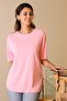 Basic Zero Collar Short Sleeve Pink Women's T-Shirt S0017426-2Y5 - 2