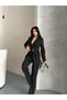 Blazer Jacket with Pocketed Pants Set Tieed at the Waist - 7