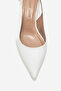 Women's Open Back Short Pointed Toe Heeled Shoes Vegan Leather Zy 4013 - 2