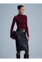 32333 Cashmere Blend Gathered Blouse-Burgundy - 2