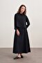 Women's Gabardine Shirt and Flared Skirt Set Navy Blue - 2