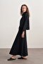 Women's Gabardine Shirt and Flared Skirt Set Navy Blue - 6