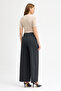 Wide Leg Cut-Out Detailed Fabric Trousers - 2