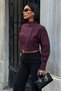 Asymmetrical Collar Poplin Burgundy Shirt - 2