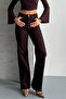D91 Women's Jean Palazzo Bitter Brown Trousers - 8
