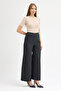 Wide Leg Cut-Out Detailed Fabric Trousers