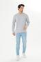 Gray Melange Plus Size Men's Cotton Crew Neck Long Sleeve T-Shirt 5020B-G - 3