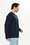 Men's Plus Size Navy Blue Cotton Crew Neck Long Sleeve T-Shirt 5020B-L - 5