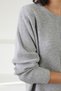 Gray Yandan Slit Midi Length Crew Neck Cashmere Women's Knitwear Dress - 3