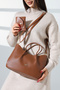 Women's Tan Faux Leather Chain Detailed Women's Shoulder and Hand Bag - 3