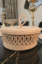 6-Piece Supla Set: 1 Runner, 1 Lidded Bread Basket with Handles, Cream-Colored Patterned Serving Set - 4